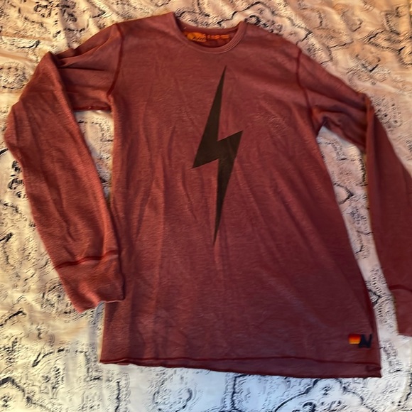 Aviator Nation - thermal bolt long sleeve top - claret - size M unisex - Picture 2 of 7